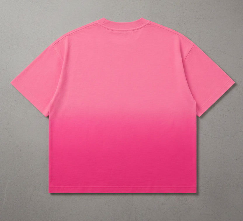 Pink Sunfade Ombré Wash Boxy Fit T-shirt Back Design