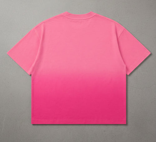 Pink Sunfade Ombré Wash Boxy Fit T-shirt Back Design