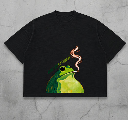 Graphite Boxy Slub tee Front Design