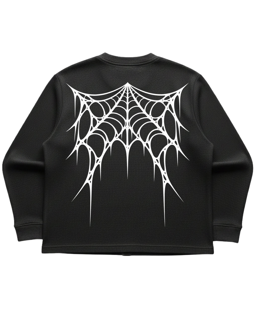 Black waffle knit oversized full-sleeve Back Design
