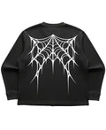 Black waffle knit oversized full-sleeve Back Design