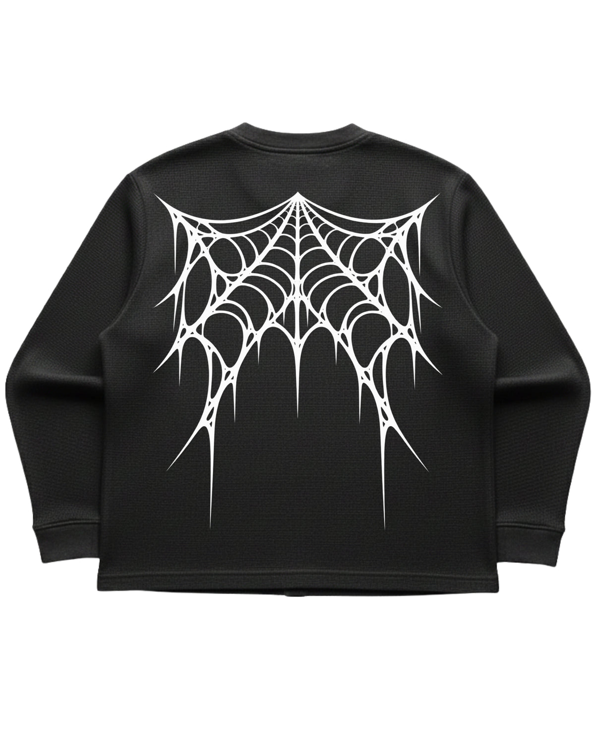 Black waffle knit oversized full-sleeve Back Design