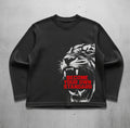 Black waffle knit oversized full-sleeve Front Design