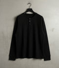 Black Henley waffle knit Front Design