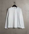 White Henley waffle knit Front Design
