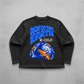 Black waffle knit oversized full-sleeve Front Design